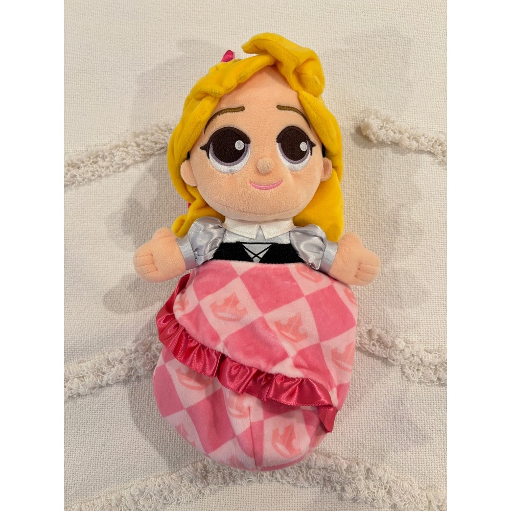 Disney Babies Aurora Plush Sleeping Beauty Doll with Pink Swaddle Blanket Pouch